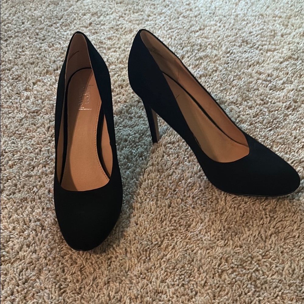 Black Suede High Heels with Rounded Toe- never worn